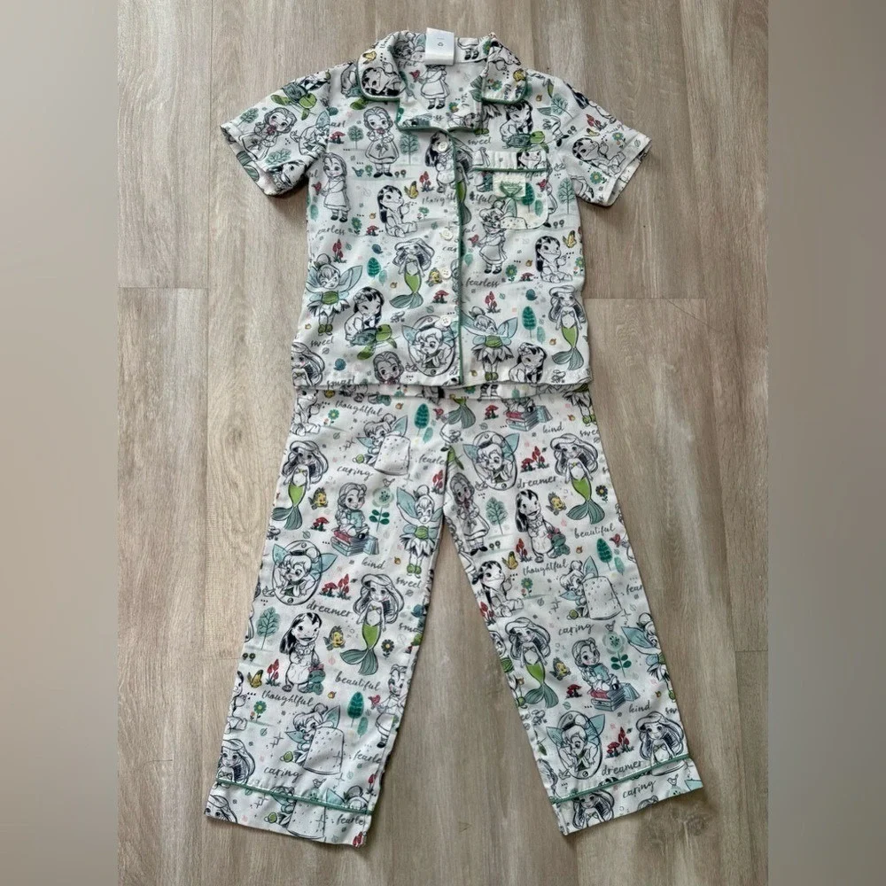 Disney Animators Collection Princess Ariel Belle Tinker Bell Toddler 4T Pajamas